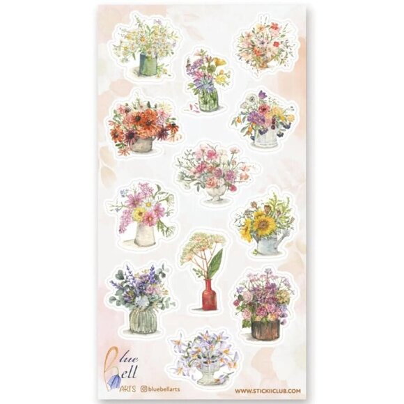 3 for $15 - Watercolor Bouquets - 1 Floral Sticker Sheet - NEW in Packaging - Picture 1 of 3